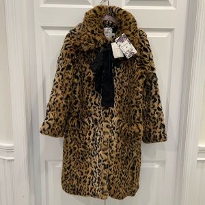 NWT Erdem x H&M leopard faux fur coat size 4